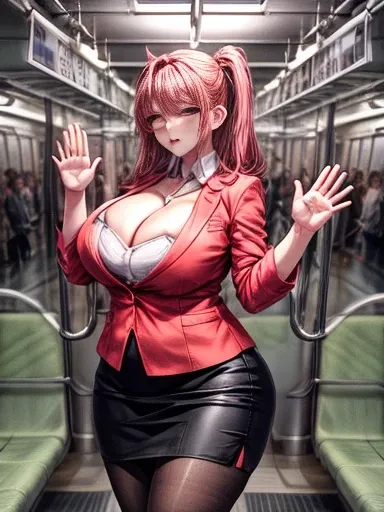 Ultra HD、Ultra high definition、Noise Reduction、perfection、on the train、Are standing、 (Strap, grab the stra)、、beautiful girl、career woman、OL、suit、Jacket、shirt、Pencil Skirt、Camel Toe、Giant tit、Nipple Puffs、Cleavage、Plump、Super big breasts、Super big butt、Grab...