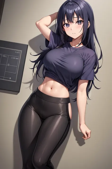 1girl, 1girl hinata full body, Hinata Hyuga, Hinata Hyuga naruto shippuden, hyuga hinata, (anime: naruto), adorable, female body, perfect body, fullbody, lavender gentle eyes, dark blue hair, dark blue long hair, beautiful, perfect body, gym clothes, flex ...