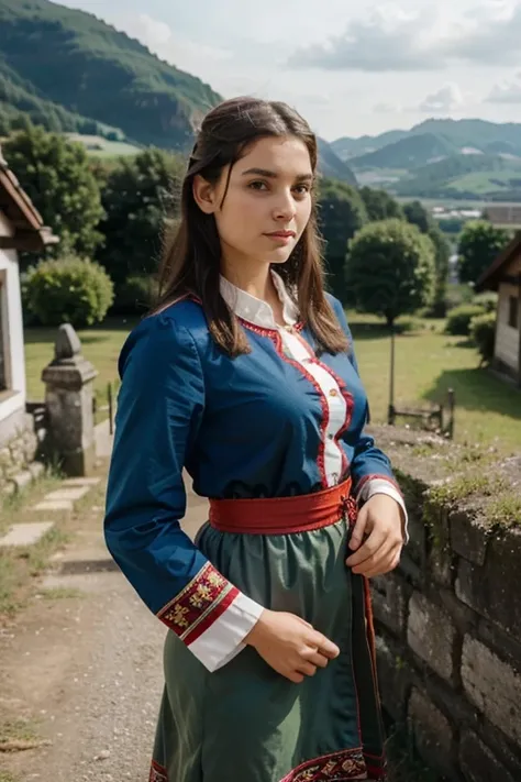 Beautiful woman, 19 years, Liechtenstein 🇱🇮, germanic ethnicity, dressed in traditional clothing 