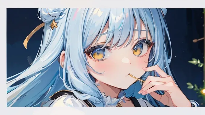 (masterpiece,highest quality),(maximum details),(eye details),(hand details),woman,10 years old,long hair,light blue hair,yellow...