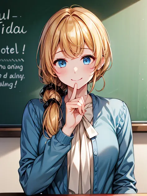 high resolution、high definition、high quality、masterpiece、1 female、ellen baker、school teacher、blonde、blue eyes、light blue suit、sc...