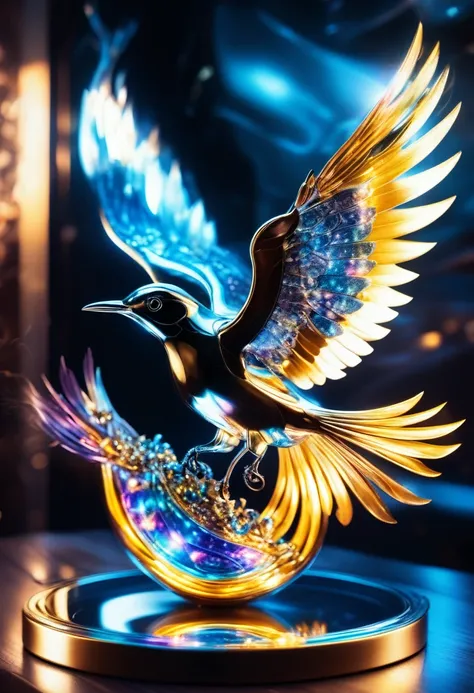 Liquid Metal, glass Mockingbird masterpiece, Light Painting, Glitter, Sparkly, Ektachrome, 360 Panorama, Lens Flare, 3-Dimensional, Beyond-Dimensional, 8K, Geometric, Edge, Strong, Rim Lights, Shiny, Liquid Metal, Lumen Reflections, insanely detailed and i...