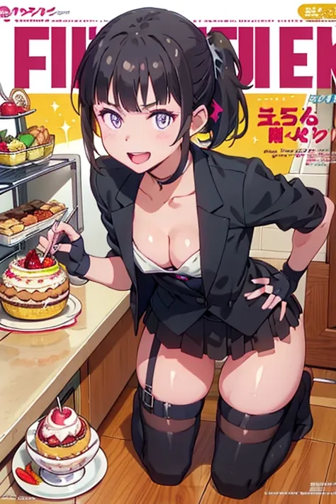 1 girl, small nose, very beautiful detailed face and eyes, bright colors, cute face, delicate beautiful face, Bright magenta eyes, cute eyes, sparkling eyes, Big eyes, (small breasts:1.3), (perky chest:1.1), (pointed chest:1.0), (sexy Pudding parfait magaz...