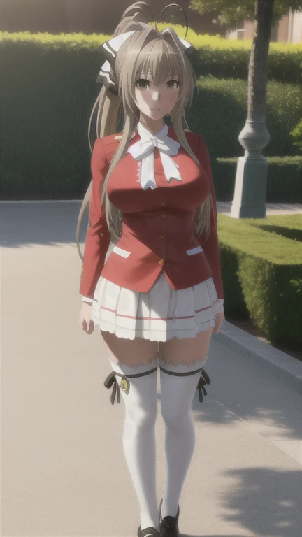 1 chica, Sento Isuzu, uniforme-isuzu, solo, de pie, feliz, parque de atracciones,   (ultra high resolution,mejor calidad), professional lighting, physically based rendering, high resolution,