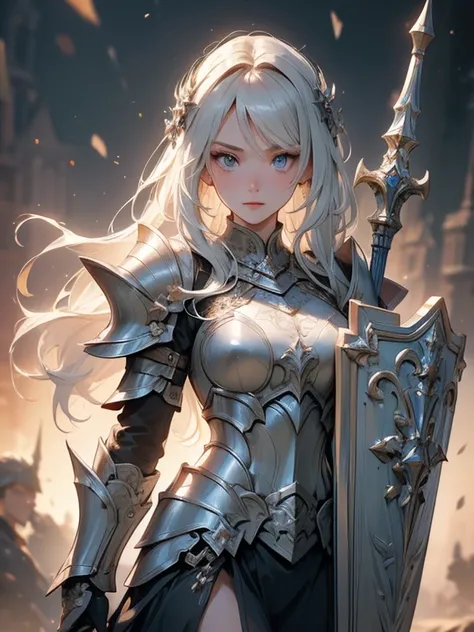 ((Masterpiece, Highest quality)), Detailed face, CharacterDesignSheet, full bodyesbian, Full of details, Multiple poses and expressions, Highly detailed, Depth, Many parts，Beautiful paladin girl,(intricate Armor), (intricate mace), (intricate shield) High ...