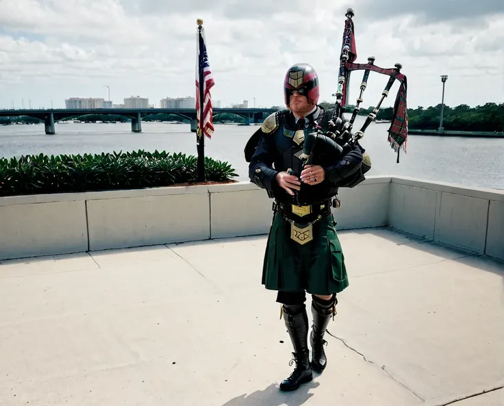 judge dredd playing bagpipes on jacksonville florida