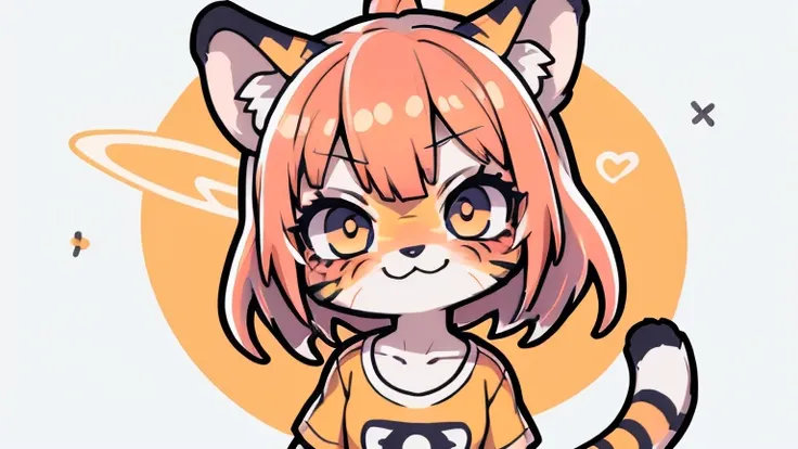 (obra maestra, alta calidad, mejor calidad, 8k, high resolution), ((estilo chibii, chibi lindo)), (solo, 1 girl), {tiger girl, c...