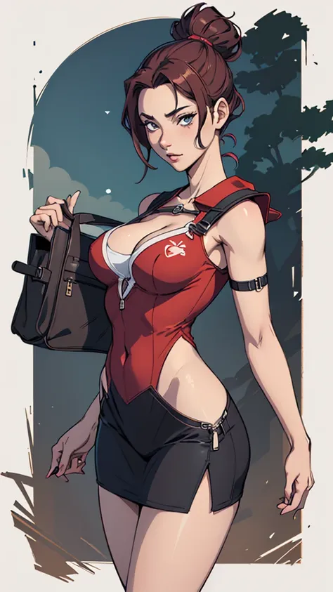 Character style Cartoon style digital illustration GTA style female style beautiful breasts symmetrical medium breasts Fiona with war marks Cartoon image of a woman .Ilustra??o estilo desenho animado, estilo de arte dos desenhos animados, estilo de arte do...