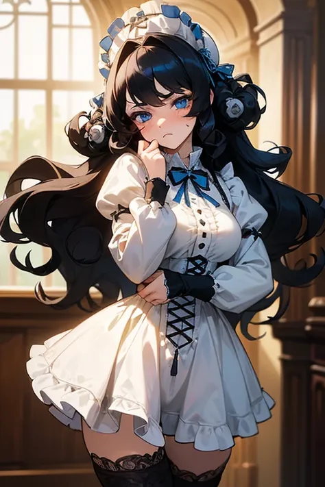 (masterpiece, best quality), warm lighting, blurry foreground, ((white ruff)), 1 girl, cowboy shot, ((victorian outfit)), (lolit...