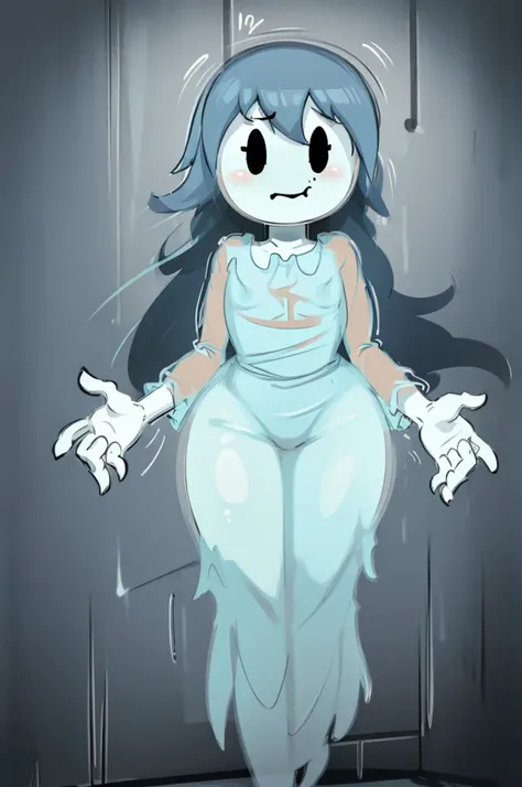 ((Spooky jumpscare mansion)), ((sexy)), (cute), smug, see through clothing, curvy, small, flat chest, ((cute face))