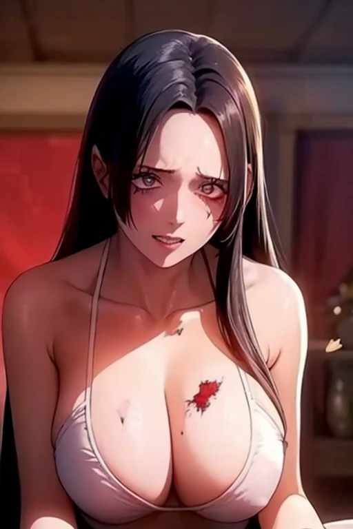 best quality, masterpiece, highly detailed,1girl, ((rose)), (vine), cage, bandage, red rope, (detail light), falling rose petals, Boa Hancock, , (masterpiece:1.5), Detailed Photo, Smiling, Sexy, (8K, Best Quality: 1.4), (1girl), Beautiful Face, (anime real...