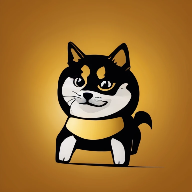 shadow flat vector art logo for doge cheems, simple, funny, humor, gold background