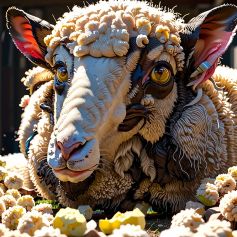 sheep, high detail, ray tracing, masterpiece, 4K, best quality, high quality, anatomically correct