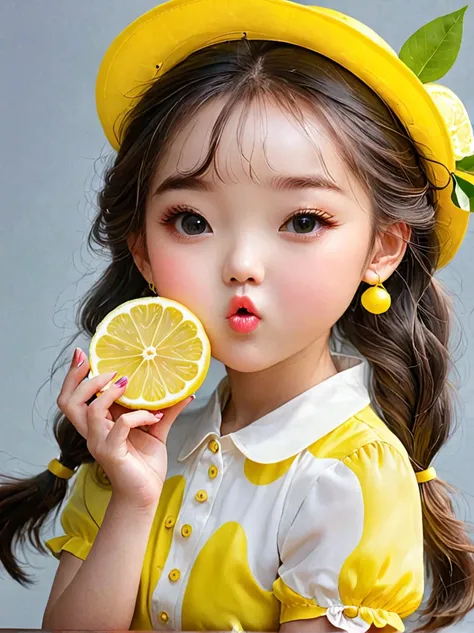 Eat lemons挑战，girl，Eat lemons，Sour expression，Slobber