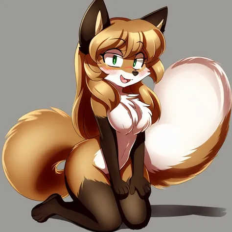 Nervous smiling, uploaded the e621, simple background, beautiful and detailed, woman (((female))) ((anthro)) Fox, (Averi, Fox girl), Fox, (anthro, fluffy fur, character focus:1.1), 1girl, anthro fox girl, body fur, curvy, sexy, nice, cute, hot, sassy hips,...