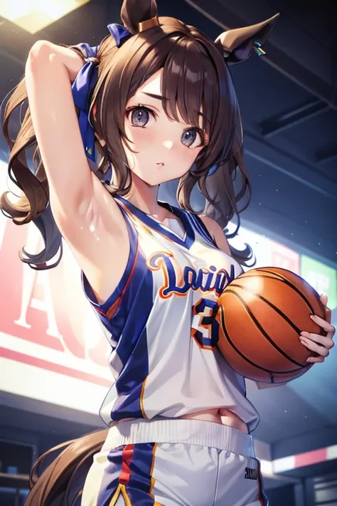 tosen jordan (umamusume), basketball uniform, armpits