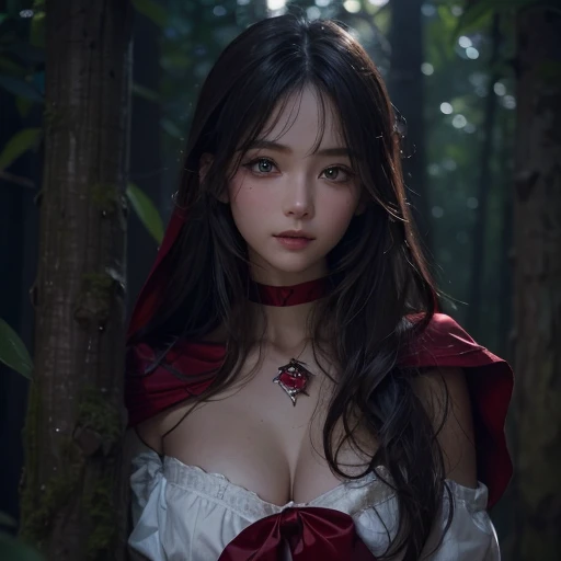 Standing in the forest、Hair flow、 ((highest quality、masterpiece、8k、Best image quality、Ultra-high resolution、Award-winning works)、(Accurate anatomy:1.1)、(Look at me and smile:1.1)、Shining fair skin with Ultra-high resolution、The most detailed face、Ultra-hig...