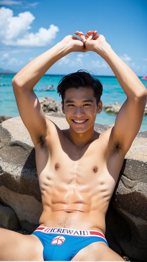 male　Age 23 swimwear hawaii lifesaver smile