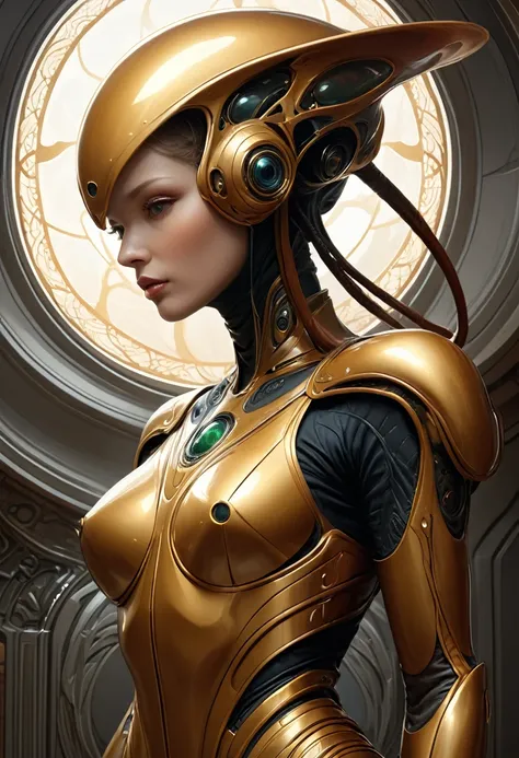 ((Best Quality, masterpiece:1,1), Fantastic view of humanoid alien , Hyper-realistic, insanely detailed This masterpiece of digital art can be compared with the wonderful works of Artgerm., Greg Rutkowski, and Alphonse Mucha