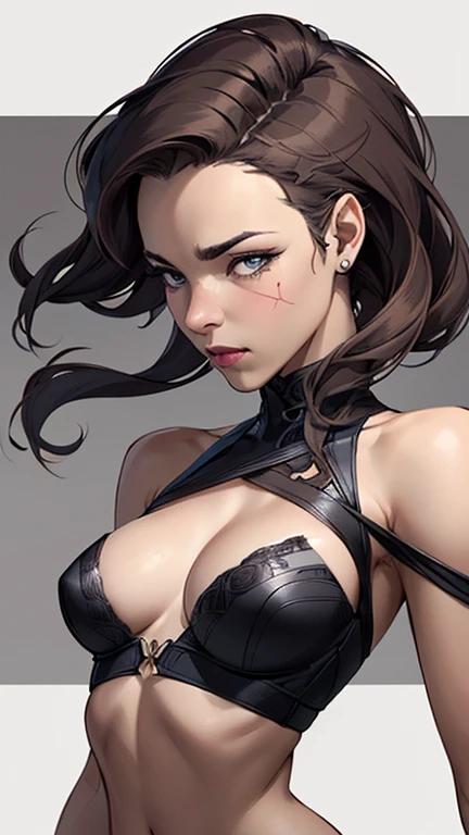 Character style Cartoon style digital illustration GTA style female style beautiful breasts symmetrical medium breasts Fiona with war marks Cartoon image of a woman .Ilustra??o estilo desenho animado, estilo de arte dos desenhos animados, estilo de arte do...