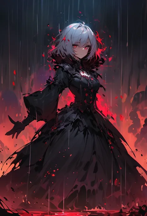 night,Rain of blood,She will show you death!Gothic unusual art masterpiece