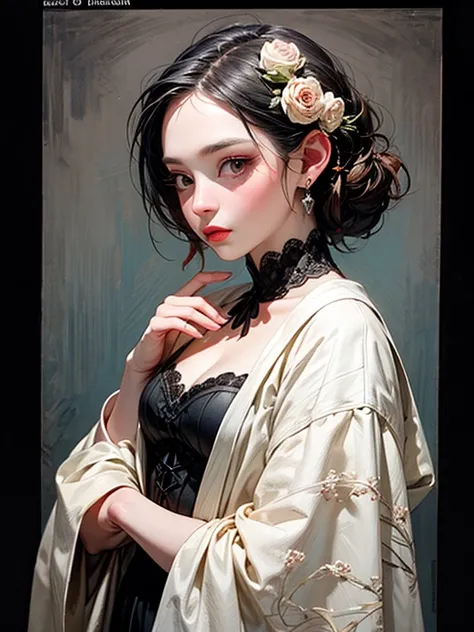 A Flower by Kathy Weldon, Olga Kvasa, Miho Hirano, hyperdetailed complicatedly detailed gothic art trending on Artstation triadic colors Unreal Engine 5 detailed matte painting, dark, extremely good, complicated detail, splash screen, complementary colors,...