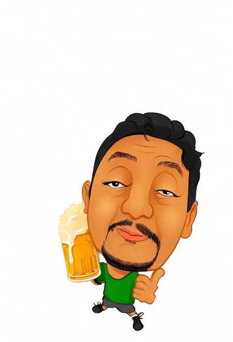 8k, Comic Babes, cartoon man holding a beer mug with a sad face, caricature illustration, in cartoon style, holding a beer!!, holding beer, caricature style, caricature!!!, man drinking beer, go screw anime style, drinking beer, !!! very coherent!!! vector...