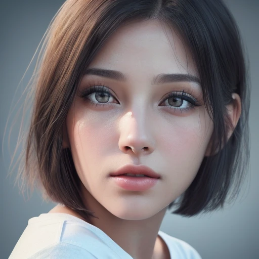 beautiful detailed eyes, beautiful detailed lips, extremely detailed eyes and face, long eyelashes, 1girl, japanese, white t-shirt, black shorts, short bob hairstyle, (best quality,4k,8k,highres,masterpiece:1.2),ultra-detailed,(realistic,photorealistic,pho...