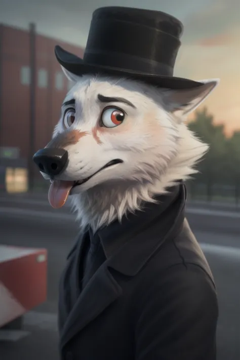 cute cartoon of a (gary \(zootopia\)) using dor-15 bowler hat with a robotic red eye on the front, wearing black worker uniform,...