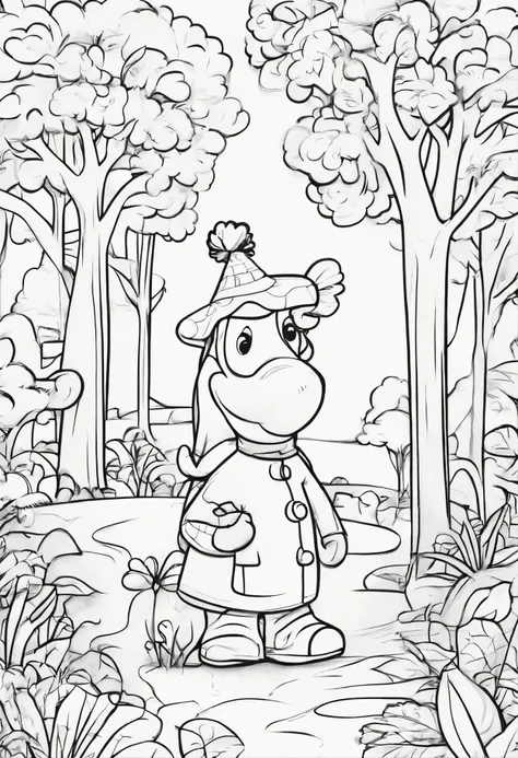 Create a whimsical illustration of Alfie, a cute and curious character, standing next to a large, magical apple tree with glowing apples. Next to Alfie is Allie the Alligator, a friendly and approachable alligator with a big smile. The background is an enc...