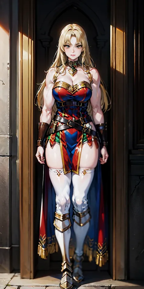 full body standing symmetrical beautiful woman, hyper realistic, 1girl, asgard, valkyrie, lady knight, correct anatomy, epic fan...