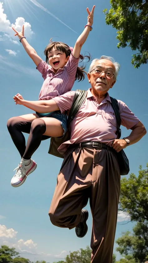 Bunny ears、Funny old man and his daughter、Jumping