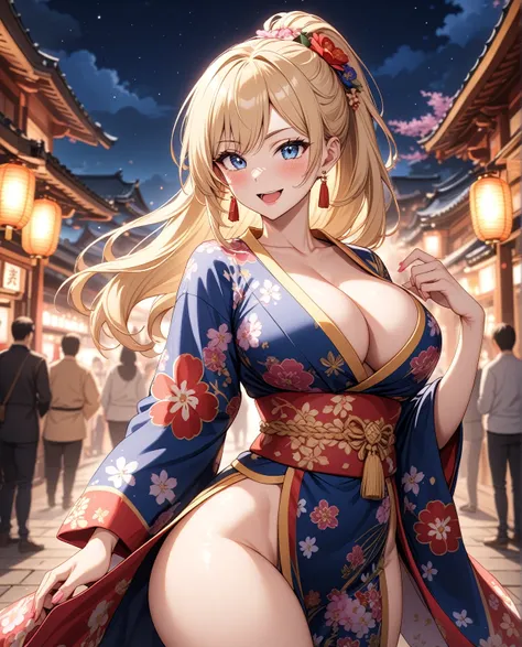 ((One girl)), Beautiful smile,Very happy expression,(Wink:2.0),Open your mouth wide,Glossy Lips,Abstract, night,Shrine Festivals, ((Anime style background)),masterpiece, highest quality, so beautiful, Absurd, up to date, Complex details, Pink long nails,AI...