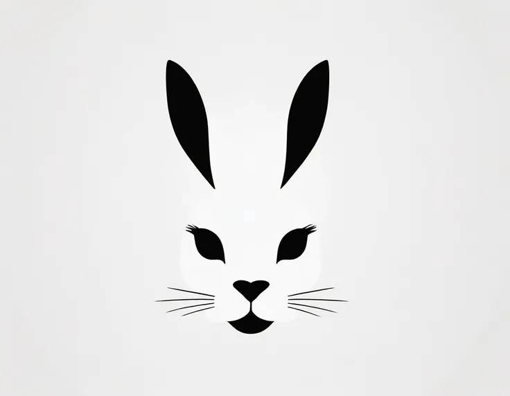 a minimalist rabbit head icon, detailed rabbit face, beautiful eyes, soft fur texture, abstract background, clean design, simple shapes, monochrome color palette, high contrast, minimalist style, clean lines, geometric shapes, modern art, digital art, illu...