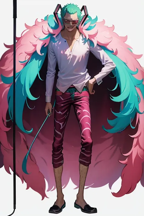 doflamingo cosplaying as hatsune miku