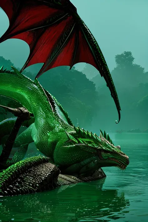 dragon,scale,green,thorn,amazon river,jungle,body length 6 meters,weight 400 kg,violent,danger,