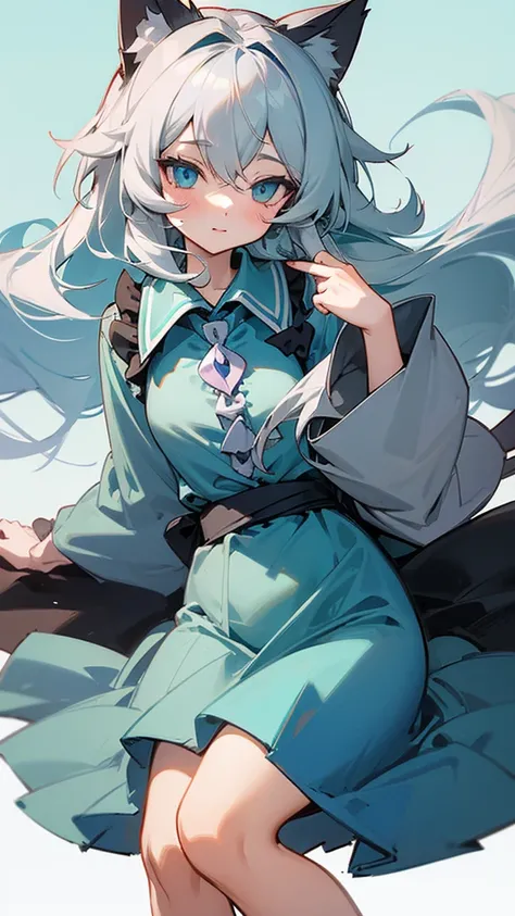 highest quality　Neutral face　woman　I have long hair　Odd Eye　Gray Hair　Komeiji Sisters　beautiful girl　Cat ear　Cute and kind