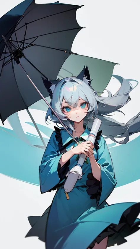 highest quality　Neutral face　woman　I have long hair　Odd Eye　Gray Hair　Komeiji Sisters　beautiful girl　Cat ear　Cute and kind