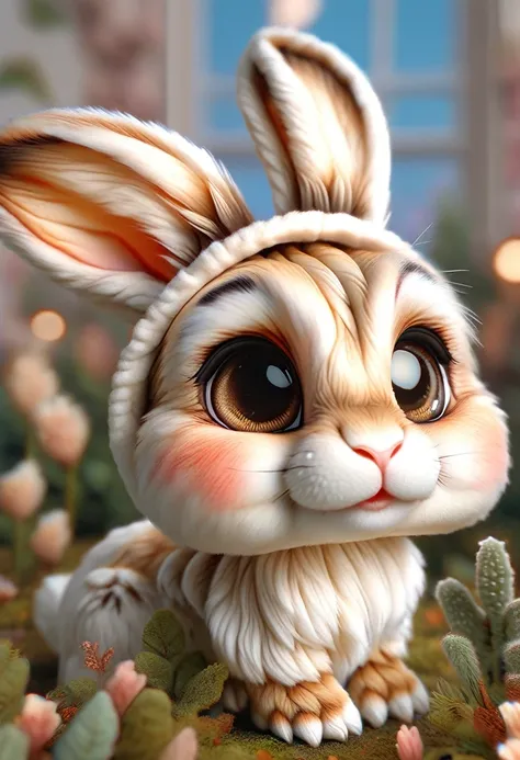 a cute and sweet rabbit with enormous rabbit ears, hyperdetailed 8k, portrait, realistic, highly detailed, adorable, soft fur, t...