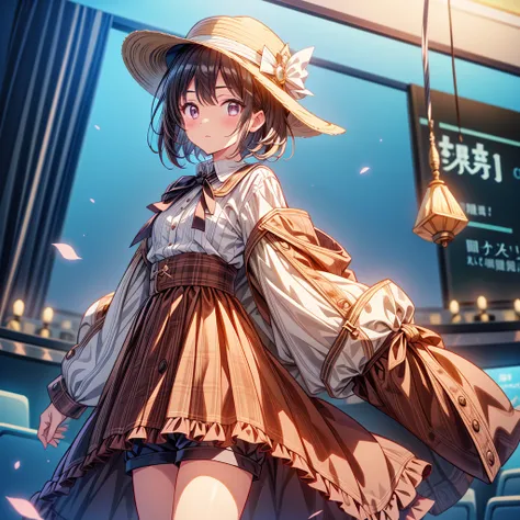 One girl、highest quality、VTuber - whole body、Milky white short hair、masterpiece、Official Art、The best configuration、Sherlock Holmes costumes、Brown and dark brown checked herringbone hat、A poncho with the same pattern as the hat、Brown spring coat、White shir...