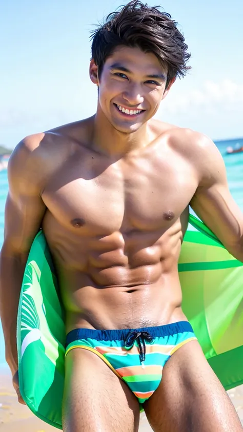 male　Age 32 swimwear hawaii lifesaver smile