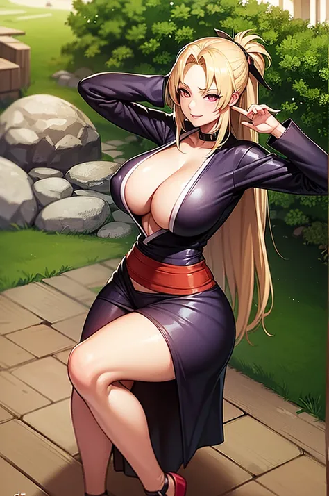  The best quality at best， (1fille)， Tsunade Senju， gros seins，（clivage)，，High sexy, super huge breast, open clothes 