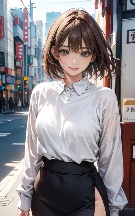 Cute 21 year old Japanese、city、shopping、Highly detailed face、Pay attention to the details、double eyelid、Beautiful thin nose、Sharp focus:1.2、Beautiful woman:1.4、(Light brown hair,short hair、),Pure white skin、highest quality、masterpiece、Ultra-high resolution...