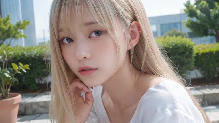 (Long Hair, bangs, Platinum Blonde Hair:1.2),(Wearing a blouse:1.2),1 girl,Japanese,21 years old,(Small breasts:1.3),(highest quality,masterpiece:1.3,超A high resolution,),(Ultra-detailed,Caustics),(Photorealistic:1.4,RAW shooting,)Ultra-Realistic Capture,V...