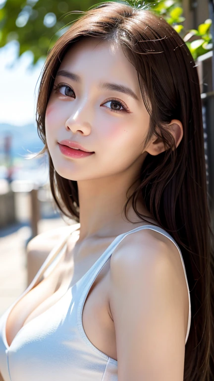 with the alleys of kyoto in the background、18-year-old girl、independent、look forward to、light eye makeup、brown hair color、flat 、...