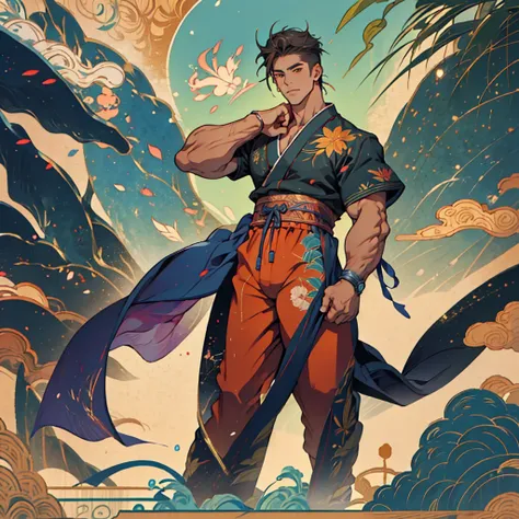 vaporwave looking anime hot hunklike very moreancient japanese guy 20 -30ish bigger stronger looking attractive handsome guy wit...