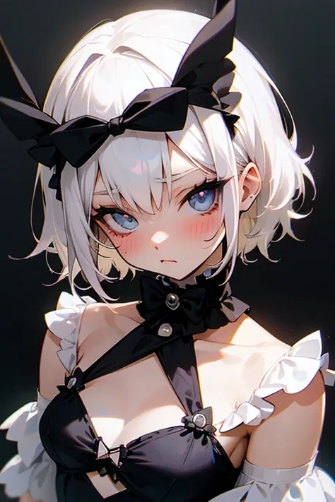 Short white hair, blush, Gothic Lolita、Punk Fashion、Swimwear、