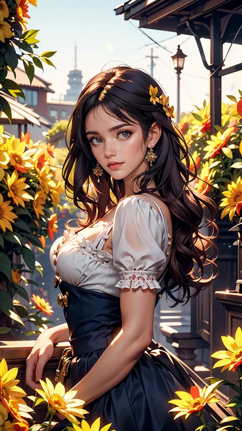 (Absurd, High resolution, Super detailed), masterpiece, Hinata(bolt), ((alone)), One girl,Medium chest, Long purple Victorian dress, Mouth closed, (((Long Hair))),Are standing, Bodice and skirt patterns, Frilled Skirt, race, Blinking blinking effect, (((De...