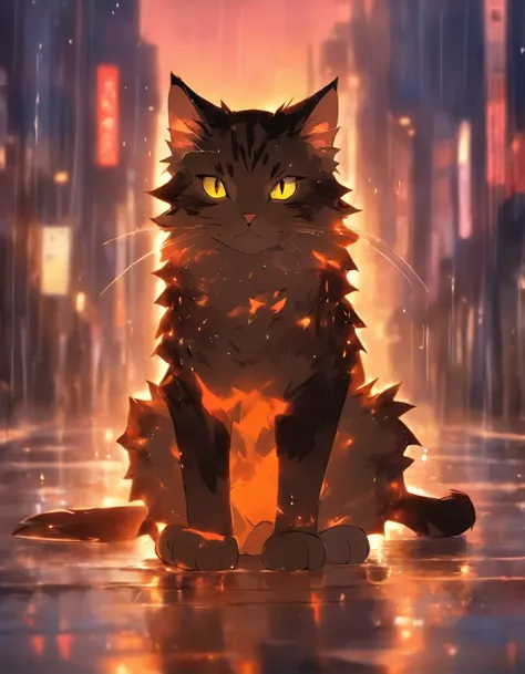 arafed cat sitting on the ground in the rain, cat. digital painting, by Ni Duan, by Yang J, beautiful illustration, by Relja Penezic, by Carlos Berlanga, by Max Buri, by Zou Zhe, by Muggur, by Kun Can, by Felix Arauz, warrior cats fan art