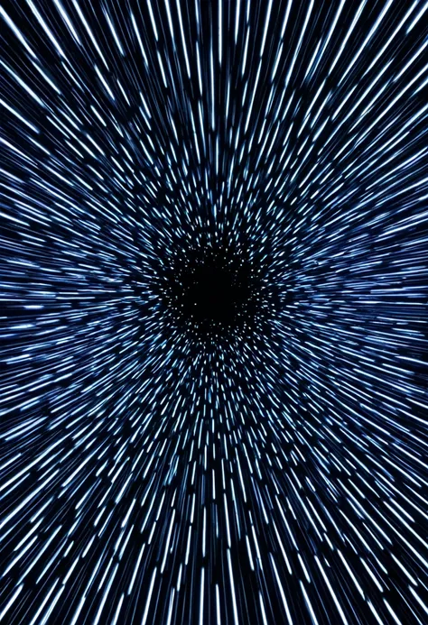 spaceship flies through hyperspace